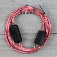Textilkabel Anschlussleitung 2-5m rot-weiß...