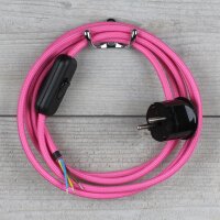 Textilkabel Anschlussleitung 2-5m pink Schalter u....