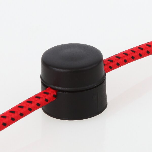 Lampen Distanz-Aufhänger „Affenschaukel“ – Schwarz 30x25 mm, Kunststoff, Umlenkung von Kabeln