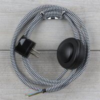 Textilkabel Anschlussleitung 2-5m schwarz-weiß...