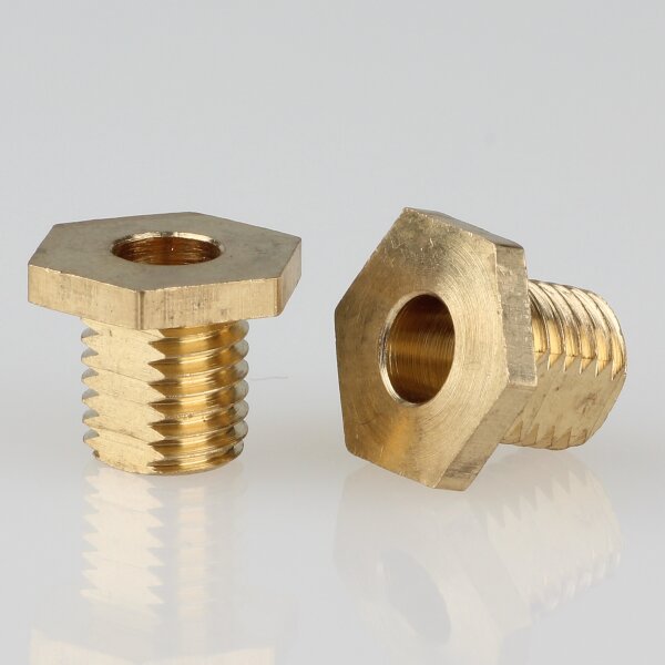 Sechskant-Trompeten-Nippel M8x1x8 – Messing 12x10 mm, mit Verdrehschutz