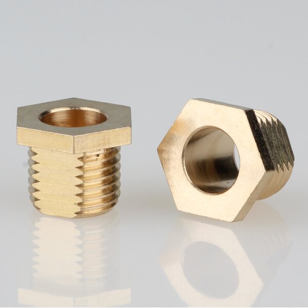 Sechskant-Trompeten-Nippel M10x1x8 – Messing 12x10 mm, mit Verdrehschutz