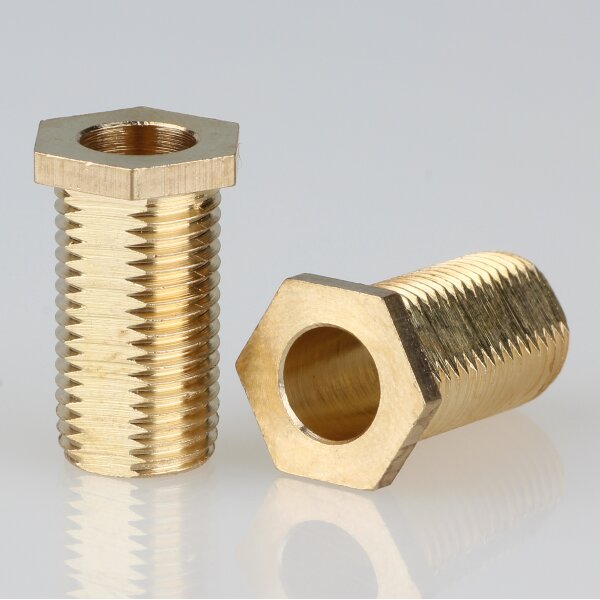 Sechskant-Trompeten-Nippel M10x1x18 – Messing 12x20 mm, mit Verdrehschutz