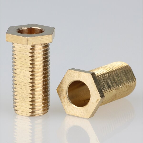 Sechskant-Trompeten-Nippel M10x1x20 – Messing 12x22 mm, mit Verdrehschutz