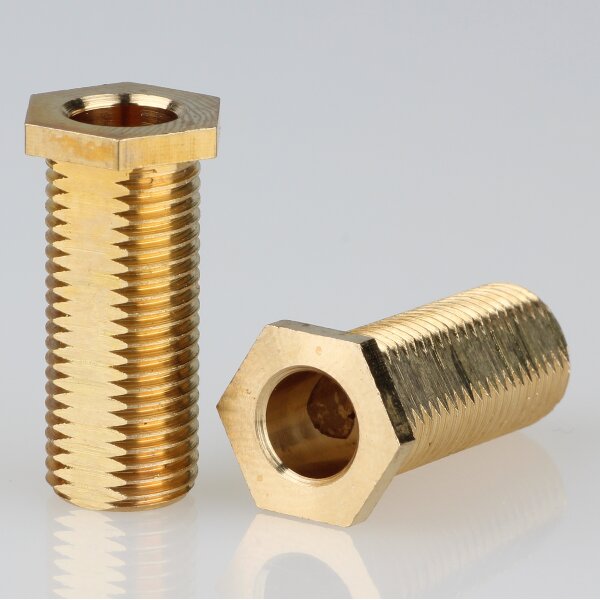 Sechskant-Trompeten-Nippel M10x1x23 – Messing 12x25 mm, mit Verdrehschutz