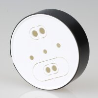 Lampen  Abzweig Baldachin 72x22 Metall schwarz mit Zierkappe und Distanz-Aufhänger