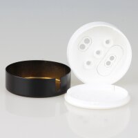 Lampen  Abzweig Baldachin 72x22 Metall schwarz mit Zierkappe und Distanz-Aufhänger