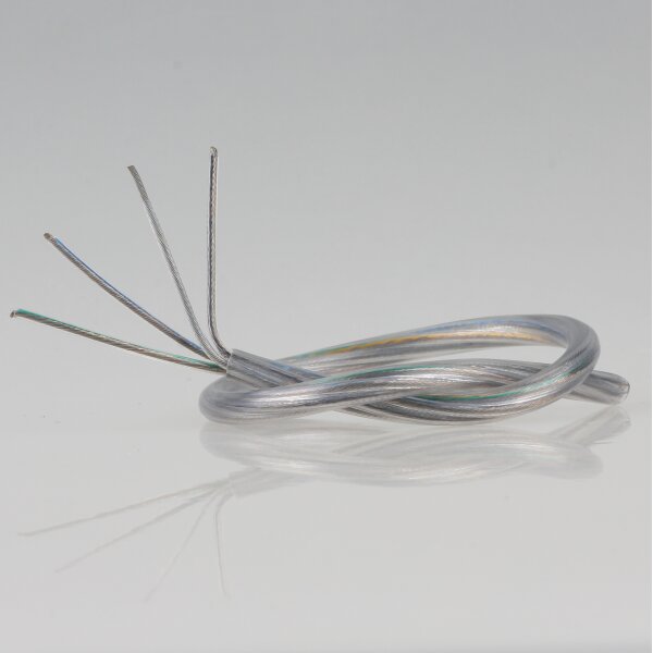 FEP/PVC-Lampenkabel transparent 4-adrig 4x0,75 mm² – Rundleitung mit Schutzleiter - Meterware