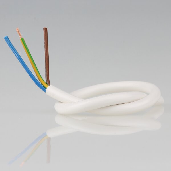 PVC-Lampenkabel weiß 3-adrig 3x1,0 mm² H05VV-F – Rundkabel - Meterware