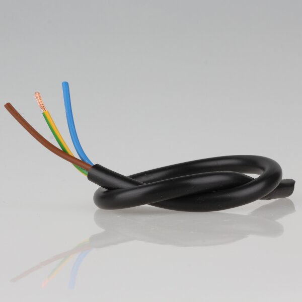 PVC-Lampenkabel schwarz 3-adrig 3x1,0 mm² H05VV-F – Rundkabel - Meterware