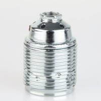 E27 Premium Metall-Lampenfassung verchromt mit Außengewinde und Keramikkern M10x1 IG 250V/4A
