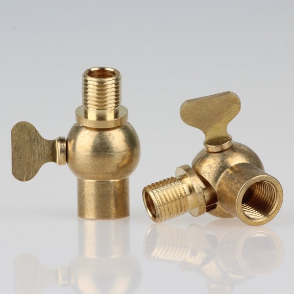 Lampen Flügelgelenk 19x38 mm, Messing roh, M10x1 Innengewinde auf M10x1 Außengewinde