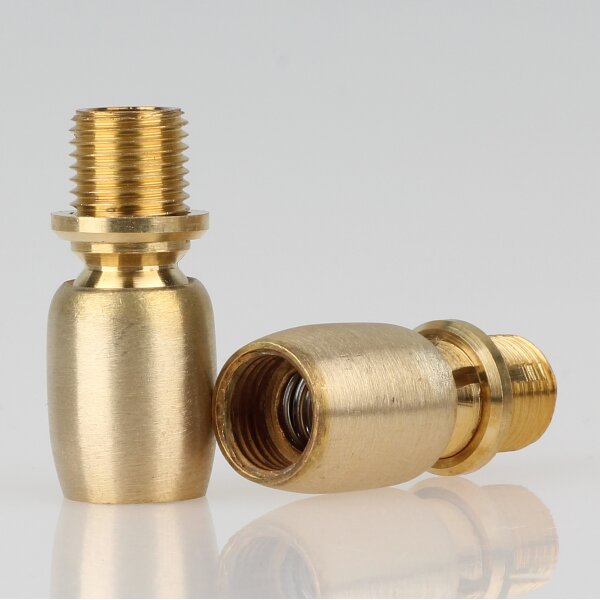 Lampen Kugelgelenk 14x32 mm, Messing roh, M10x1 Innengewinde auf M10x1 Außengewinde