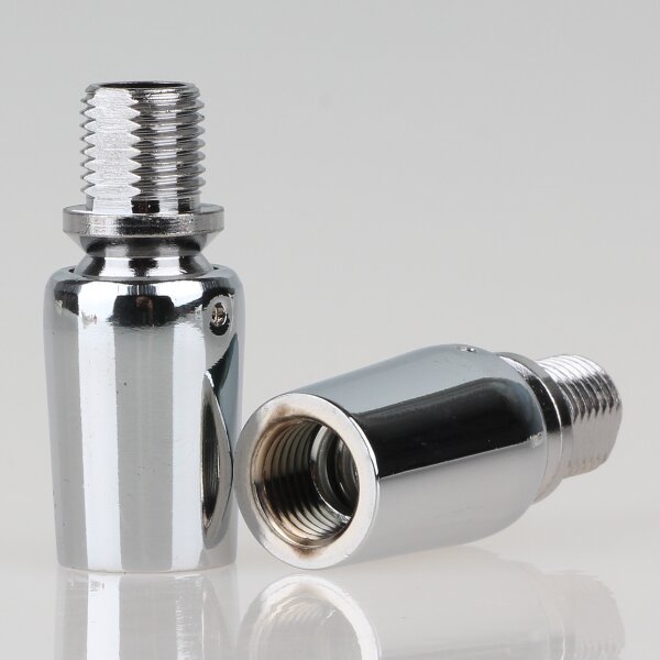 Lampen Kugelgelenk 16x37 mm, verchromt, M10x1 Innengewinde auf M10x1 Außengewinde mit Stopp