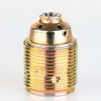 E27 Premium Metall-Lampenfassung vermessingt mit Außengewinde und Keramikkern M10x1 IG 250V/4A