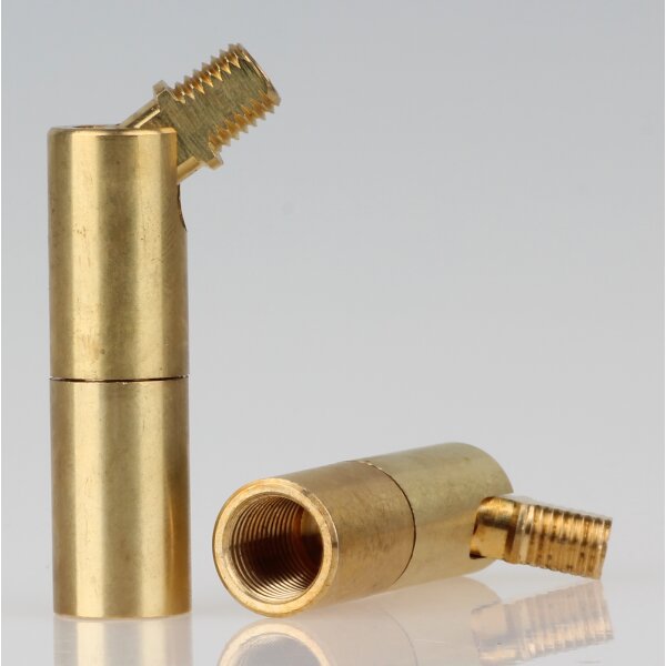 Lampen Dreh-Kippgelenk 13x57 mm, Messing roh, M10x1 Innengewinde auf M8x1 Außengewinde