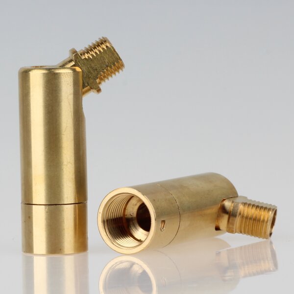 Lampen Dreh-Kippgelenk 16x56 mm, Messing roh, M13x1 Innengewinde auf M10x1 Außengewinde