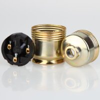 E27 Metall-Lampenfassung vermessingt ohne Außengewinde mit Kunststoff-Innenkern M10x1 IG 250V/4A