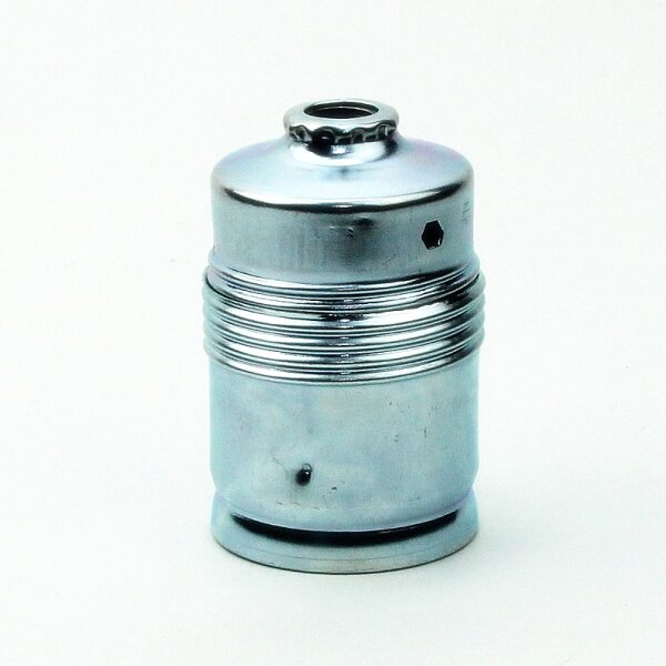 E27 Metall-Lampenfassung verchromt ohne Außengewinde und Kunststoff-Innenkern M10x1 IG 250V/4A