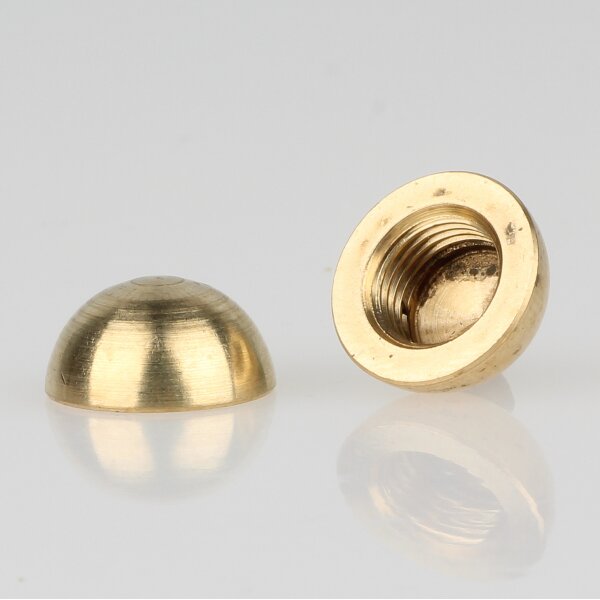M10x1 Messing Halbkugel roh 16x8 mm mit Sackgewinde – für Lampenbau, Leuchtenindustrie und dekorative Anwendungen