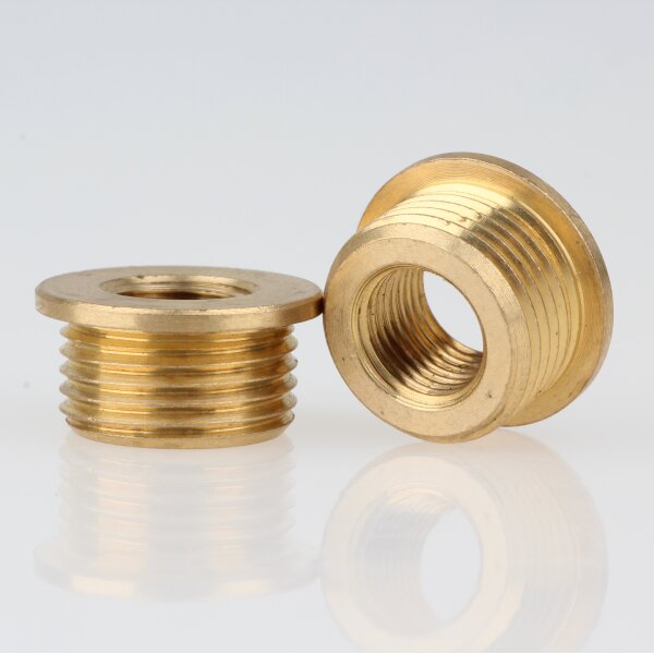 Reduzier Gewindeadapter Trompetennippel | 3/8" AG auf M10x1 IG | Länge 7 mm | Messing roh