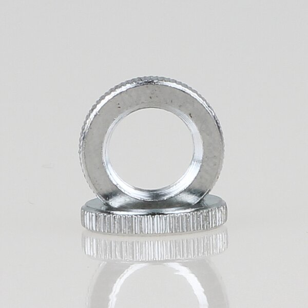M8x1 Rändelmutter | Kordelmutter 12x2mm | Messing vernickelt | Lampenbau