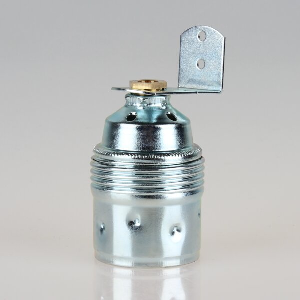 E27 Premium Metall-Lampenfassung, verchromt – mit Winkel und Trompetennippel