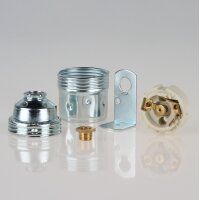 E27 Premium Metall-Lampenfassung, verchromt – mit Winkel und Trompetennippel