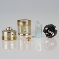 E27 Metall-Lampenfassung, vermessingt – mit Winkel und Trompetennippel