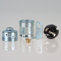 E27 Metall-Lampenfassung verzinkt – mit Winkel und Trompetennippel