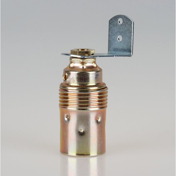 E14 Premium Metall-Lampenfassung vermessingt mit Winkel und Trompetennippel