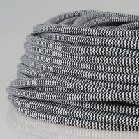 Textilkabel Stoffkabel schwarz-weiß zick-zack...