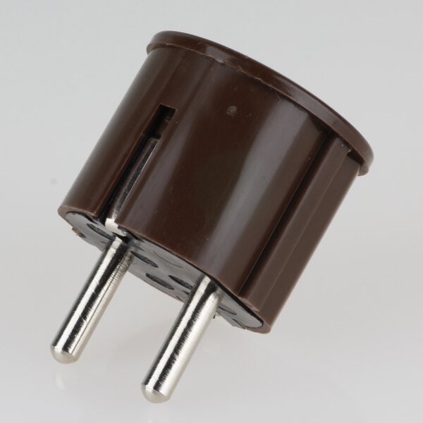 Schutzkontakt-Stecker Winkelstecker braun – 250V/16A – mit Schraubkontakten und Zugentlastung