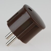 Schutzkontakt-Stecker Winkelstecker braun – 250V/16A – mit Schraubkontakten und Zugentlastung