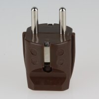 Schutzkontakt-Stecker braun – 250V/16A – mit Schraubkontakten und Zugentlastung