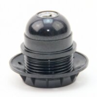 E27 Bakelit-Lampenfassung schwarz mit Außengewinde und Unterring M10x1 IG