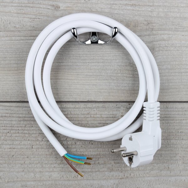Anschlussleitung 2,0 m weiß 3×1,5 mm² H05VV-F mit Schutzkontakt-Stecker