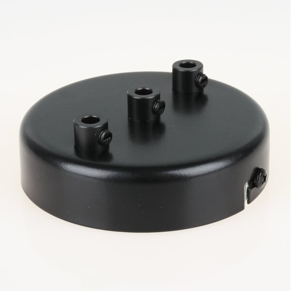 Lampen Zier-Baldachin Metall schwarz Ø 100 mm für 3 Lampenpendel mit Metall-Zugentlaster