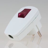 Schutzkontakt-Winkelstecker mit beleuchtetem Kontrollschalter – 250V/16A – weiß / elfenbein