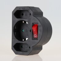 3-fach Steckdosenadapter schwarz mit Schalter – 2x...