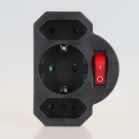 3-fach Steckdosenadapter schwarz mit Schalter – 2x...