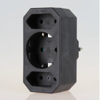 3-fach Steckdosenadapter schwarz – 2x Eurosteckdose...