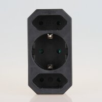 3-fach Steckdosenadapter schwarz – 2x Eurosteckdose...