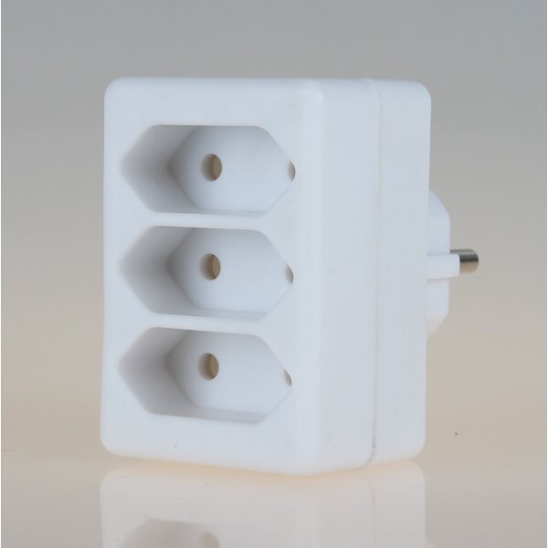 3-fach Steckdosenadapter weiß – 3x Eurosteckdose, 2,5A/250V