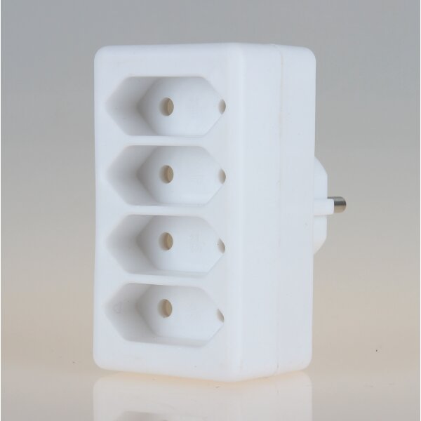 4-fach Steckdosenadapter weiß – 4x Eurosteckdose, 2,5A/250V