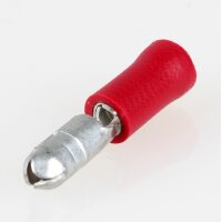 100 x Kabelschuh 4mm Rundstecker rot isoliert für...