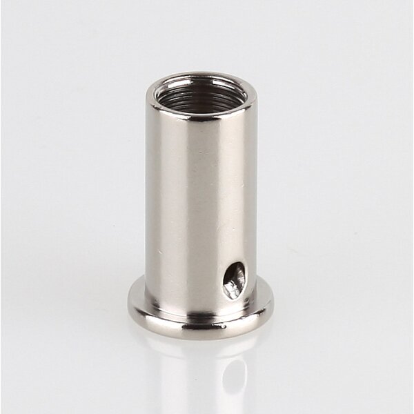 M10x1 Innengewinde Messing Deckenhalter zylindrisch mit seitlichem Ausgang 4 mm, vernickelt, 16x26 mm