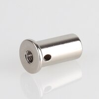 M10x1 Innengewinde Messing Deckenhalter zylindrisch mit seitlichem Ausgang 4 mm, vernickelt, 16x26 mm