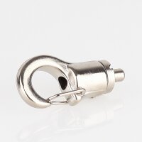 Messing Seilstopper 10x30 mm mit 16 mm Karabinerhaken, vernickelt