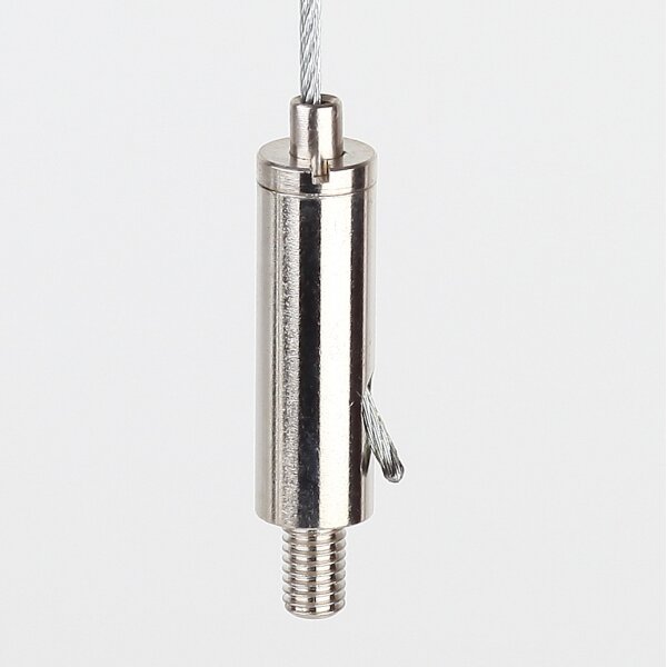 Messing Seilstopper 9x29 mm mit seitlichem Ausgang und Befestigungsschlitz, vernickelt
